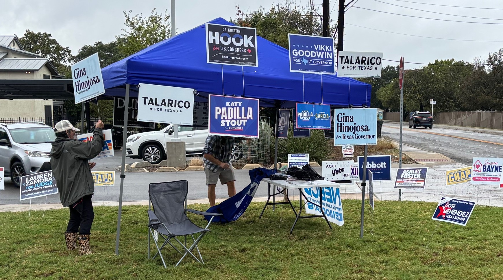 Poll greeting at Brookhollow after the rain